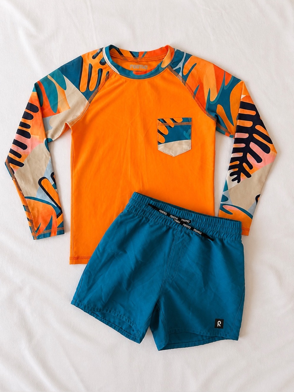 Reima Kids UV Rash Guard Set UPF 50 Orange & Teal Size 116 / 6Y